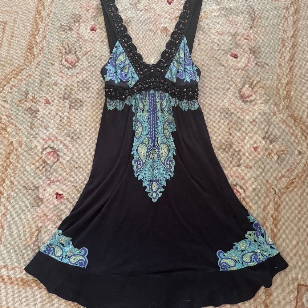 Free People beaded summer cotton knit dress XS